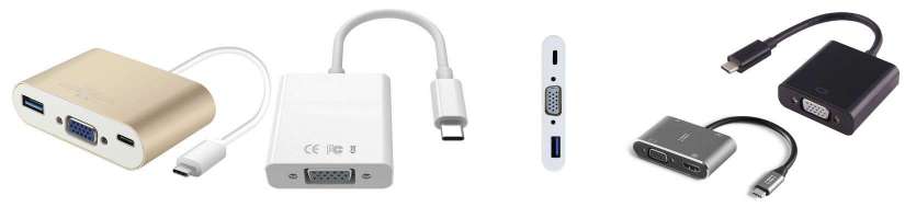 USB-C (thunderbolt 3) til VGA adaptere og kabler