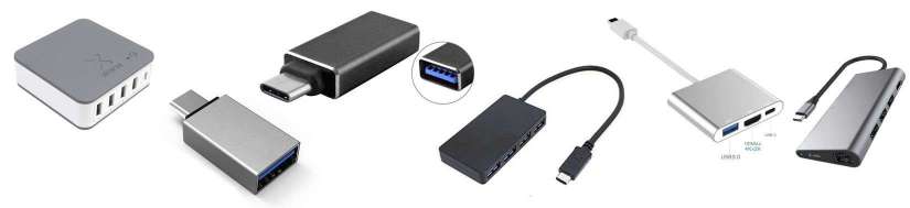 Thunderbolt 3 (USB-C) til USB adaptere og kabler