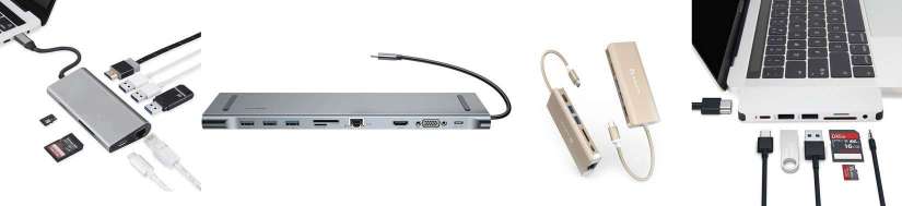 Thunderbolt 3 (USB-C) til Hubs og Docks adaptere og kabler